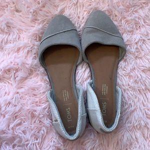Classy gray and silver Tom’s flats
